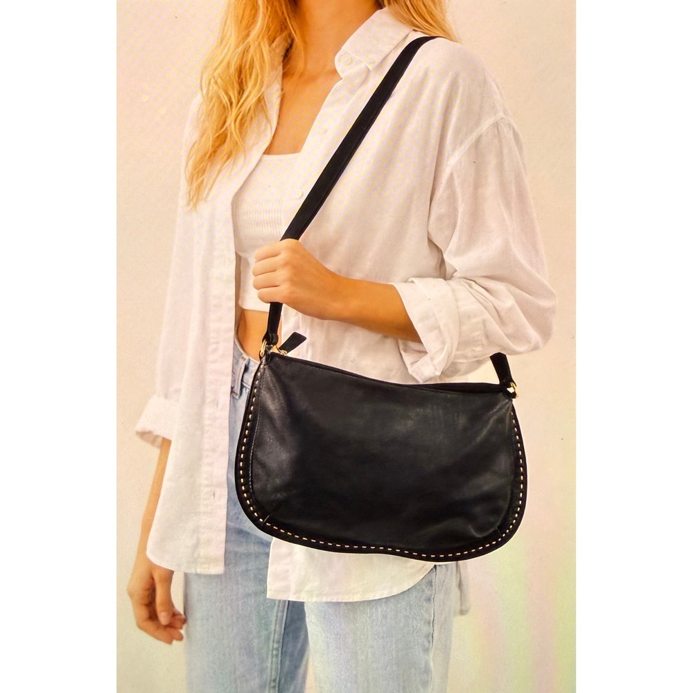 Giani Bernini Black Leather Shoulder‎ Bag Classic Everyday Purse 90's Y2K Purse